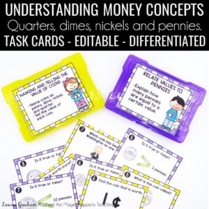 coin task cards for 1st grade
