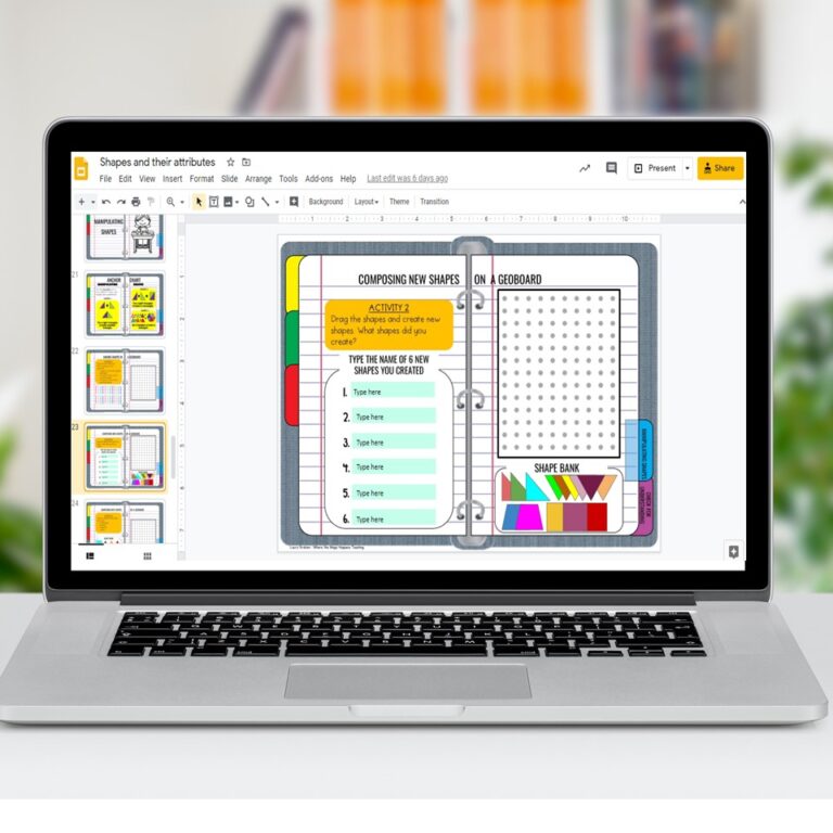Shapes and their Attributes Digital Math Notebook for Distance Learning ...